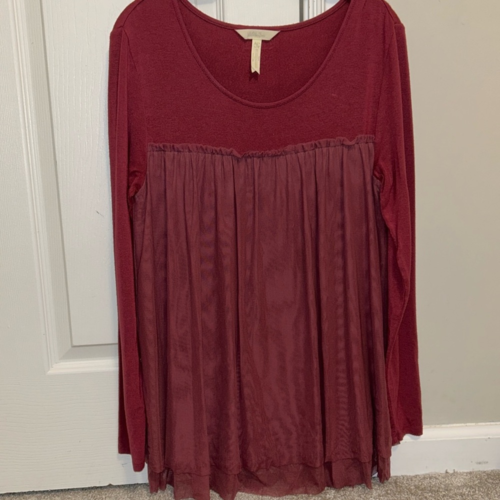 Matilda Jane women’s Make Believe layered tulle long sleeve tunic top M